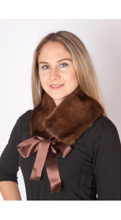 Mink fur collar-neck warmer